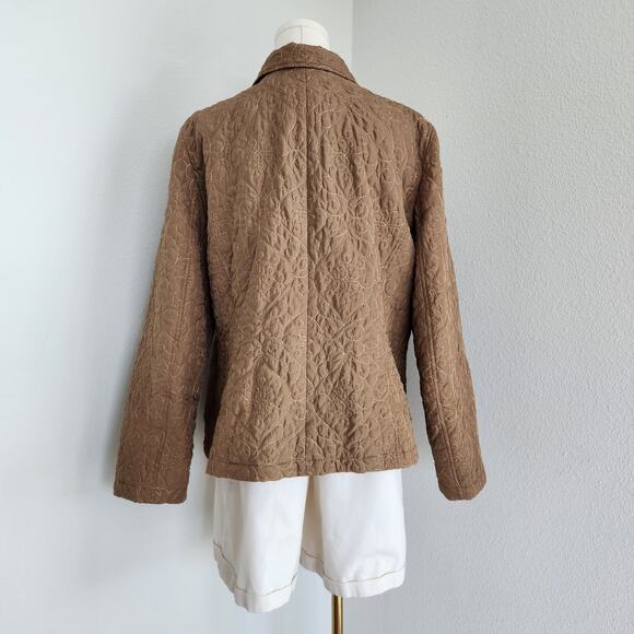 Vintage Requirements Brown Quilted Long Sleeve Button Down Jacket L - Picture 5 of 9